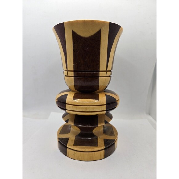Vintage Hand Turned Wood Candle Taper Holder Gorgeous - Picture 1 of 10